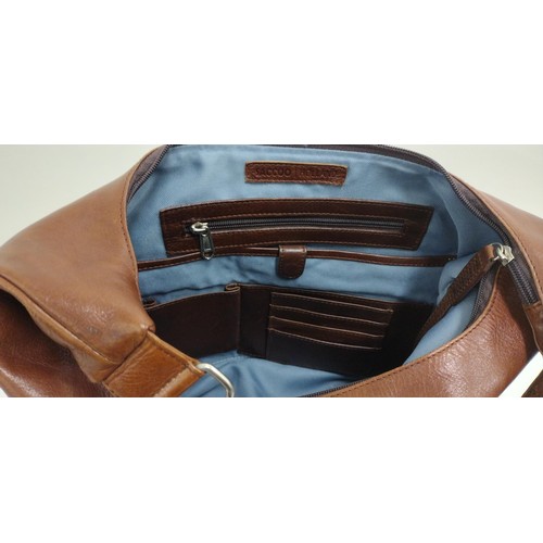 49 - 'Saccoo' brown leather shoulder bag. Shipping Group (A).