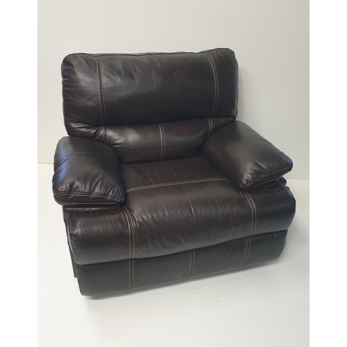 37 - Good quality brown leather armchair 50cm to seat then 90 x 115 x 91cm