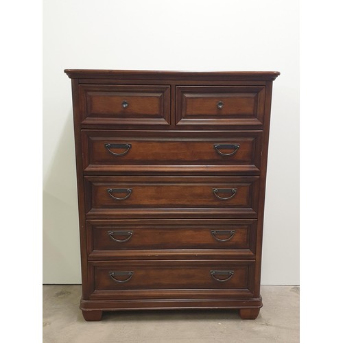 35 - Mahogany tall two over four drawer chest 130 x 101 x 40cm