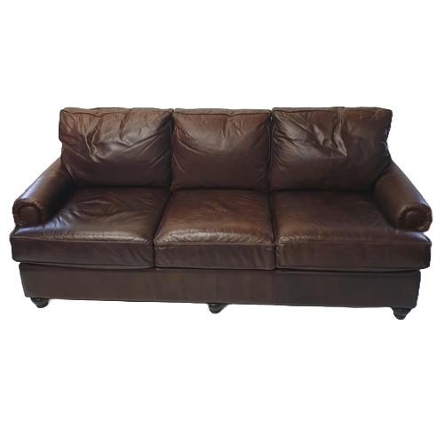 38 - Good quality brown leather sofa bed 50cm to seat then 81 x 220 x 100cm