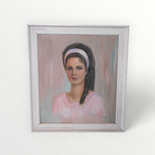 115 - D Roper, a 1960's oil on board female portrait 50 x 43cm, signed and framed.