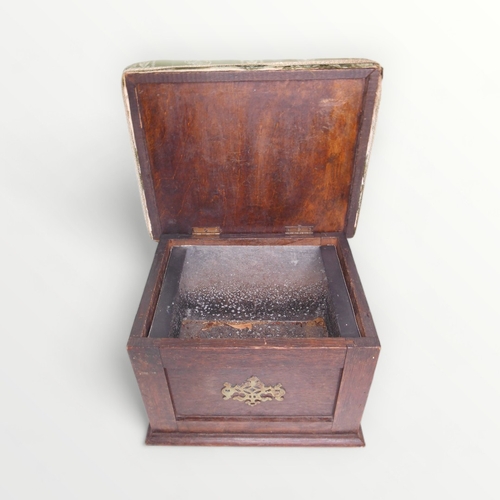 168 - Pad top oak coal box with liner and a vintage childs folding 'steamer' chair.