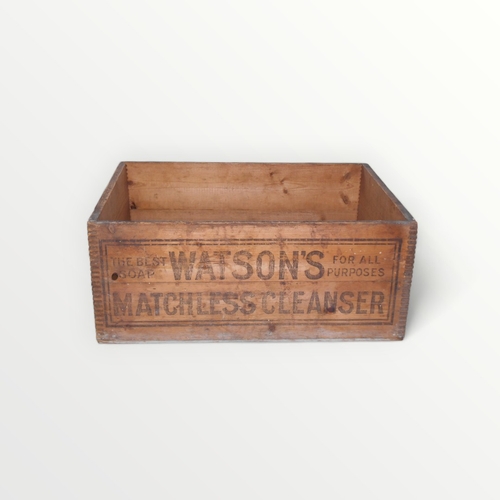 171 - 'Watson's Matchless Cleanser' vintage wooden soap crate. 20 x 48 x 34cm.