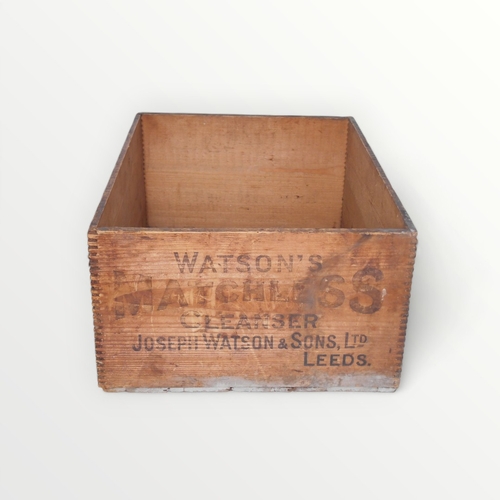 171 - 'Watson's Matchless Cleanser' vintage wooden soap crate. 20 x 48 x 34cm.