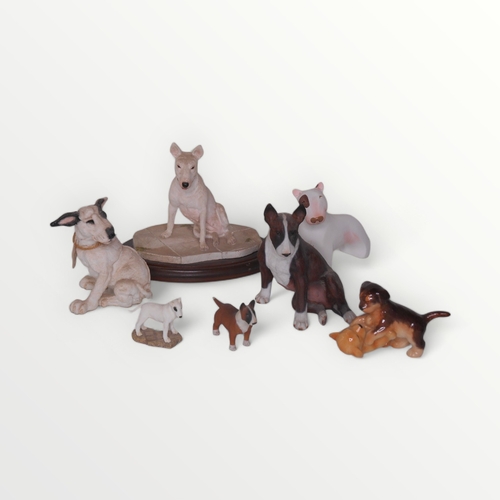 206 - A group of seven model dogs - mainly resin 15.5cm tallest Shipping group (B)