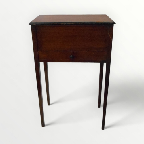 241 - Early 20th century work table with box top over single drawer standing on four plain slender legs. 6... 