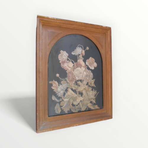 252 - Victorian hand stitched floral silkwork, 66 x 52cm glazed in period gilt frame.