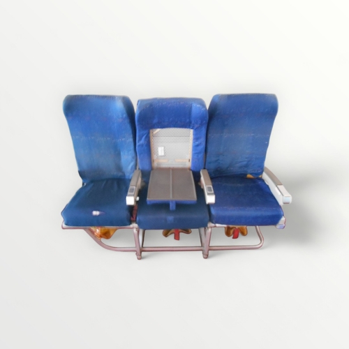 271 - An original bank of three aircraft seats each with provision for a life jacket below. The centre sea... 