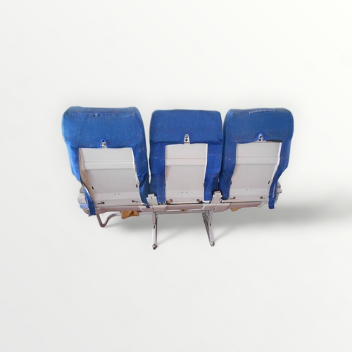 271 - An original bank of three aircraft seats each with provision for a life jacket below. The centre sea... 