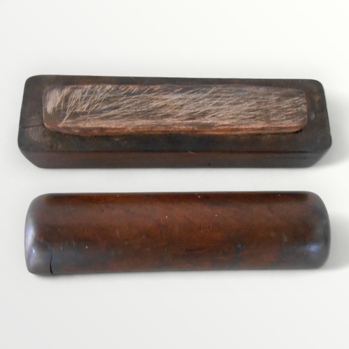 299 - Hand made wooden cased sharpening stone, possibly Oriental. 18cm. Shipping group (A).