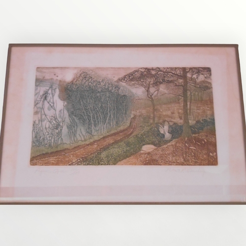 297 - Three coloured limited edition 'countryside' etchings, each signed and numbered, 35 x 49cm largest p... 