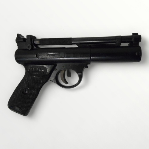 300 - Webley Premier/Senior .22 top lever air pistol, stamped 517, with a selection of pellets and the car... 