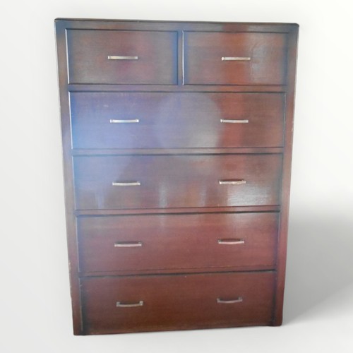 270 - Large vintage oak chest of six deep drawers 150 x 106 x 46cm.