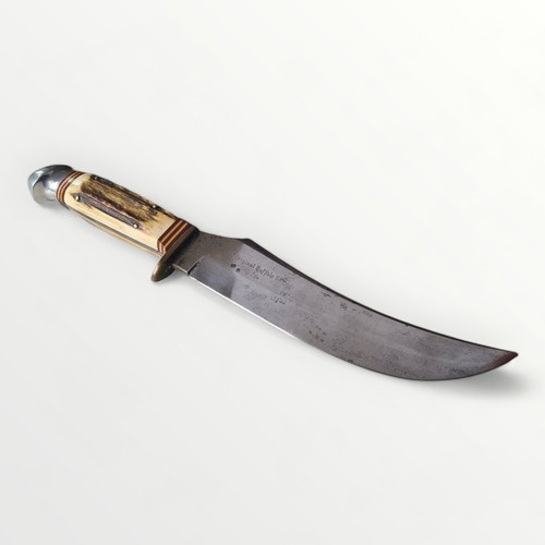 73 - An original Buffalo Skinner bowie knife, 21cm curved blade carrying the makers mark 'Anton Wingen JR... 