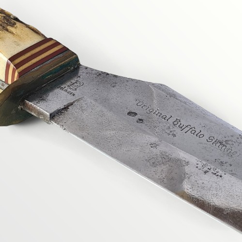 73 - An original Buffalo Skinner bowie knife, 21cm curved blade carrying the makers mark 'Anton Wingen JR... 