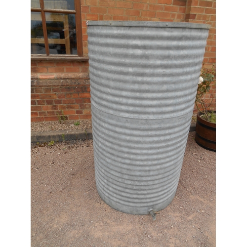 339 - Large galvanised cylinder water bowser with tap.