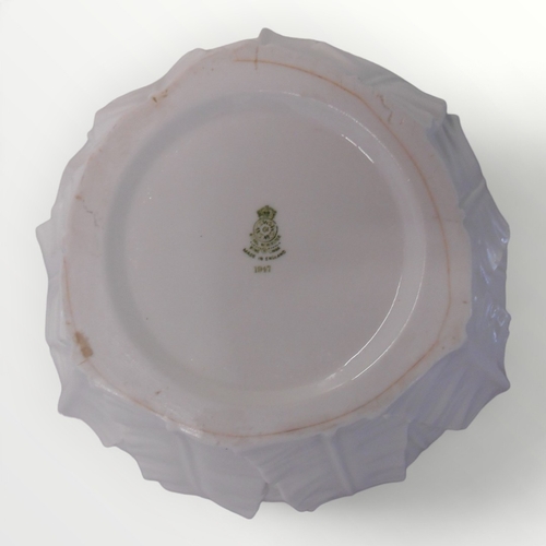 140 - Royal Worcester 'white leaf' design three handled planter. 17.5 cm high. Shipping group (A).