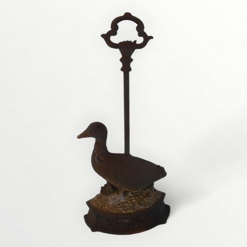 156 - Decorative cast iron 'duck' doorstop, 47cm high.