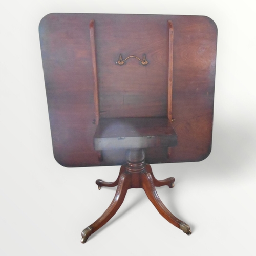 213 - Possibly Scottish Regency mahogany tilt top supper table, having plain rectangular top on a 'beehive... 