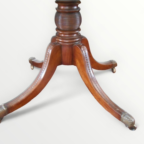 213 - Possibly Scottish Regency mahogany tilt top supper table, having plain rectangular top on a 'beehive... 