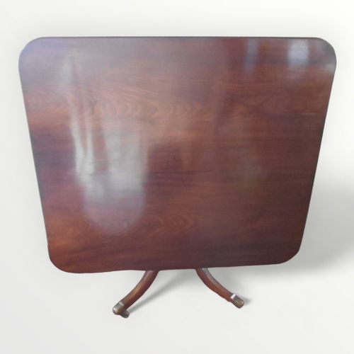 213 - Possibly Scottish Regency mahogany tilt top supper table, having plain rectangular top on a 'beehive... 