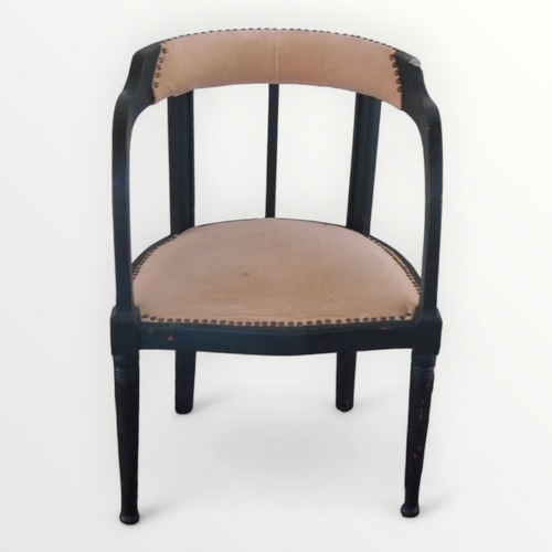 219 - Vienna secessionist design tub chair with studded back and seat pad. 42cm to seat 78cm overall.