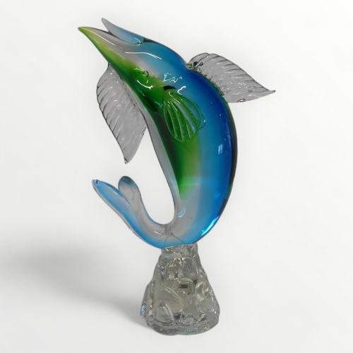 286 - Murano hand made glass 'leaping game fish' 26cm high. Shipping group (A).