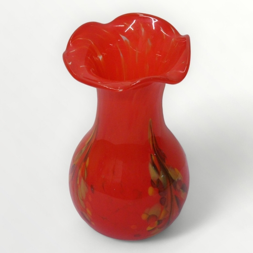 291A - 'Biot' glassware modern signed multicoloured vase, 25.5cm high. Shipping group (A).