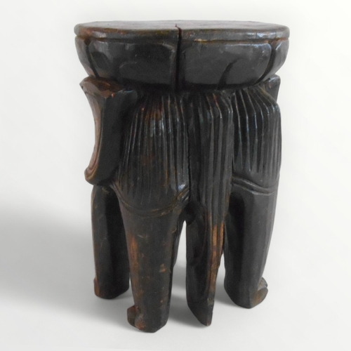 306 - Hand carved wooden 'Elephant' stool 31cm high.