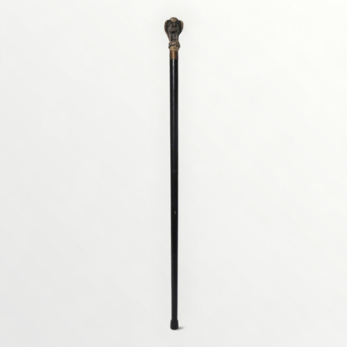 318 - Modern walking stick with cast 'bird of prey' handle, unscrewing to reveal a glass phial with cork s... 