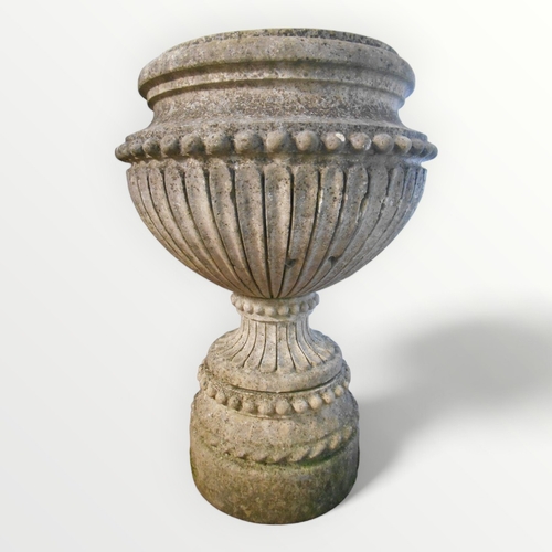 346 - An impressive hand-carved Egyptian Sandstone decorative two-piece planter of classical form, 98cm hi... 