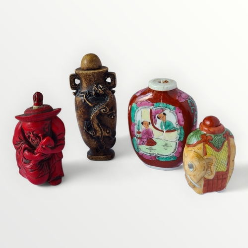 8 - Four Oriental scent bottles, tallest 7cm. Shipping group (A).