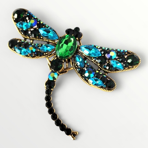 16 - Large bejewelled dragonfly brooch. Shipping group (A).