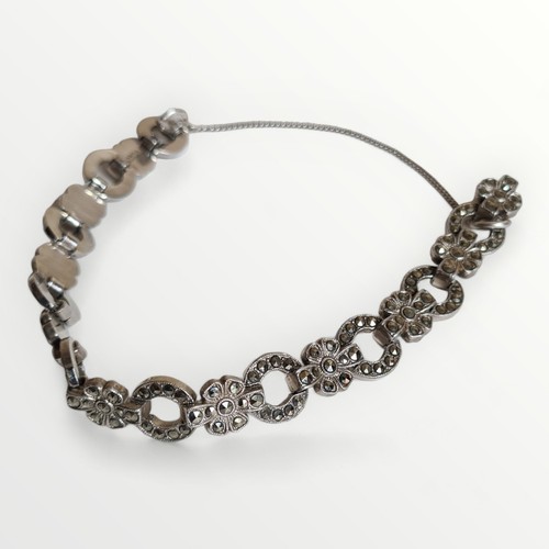 47 - Sterling silver and marcasite bracelet, 6