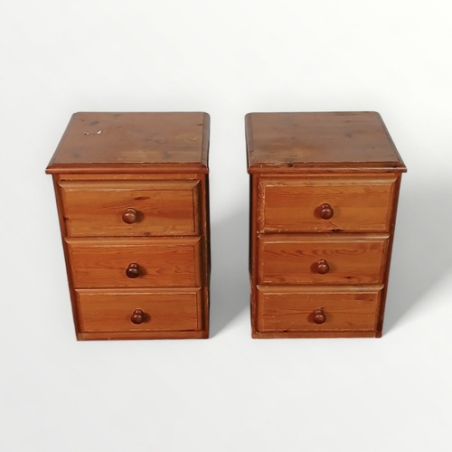 151 - Pair of modern pine three drawer bedside chests. 58 x 41 x 35cm.