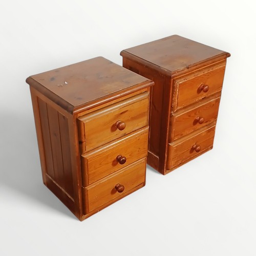 151 - Pair of modern pine three drawer bedside chests. 58 x 41 x 35cm.