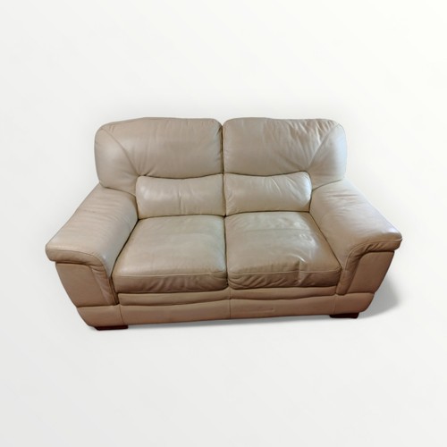 175 - Ivory Italian leather two seater sofa, 90 x 166cm.