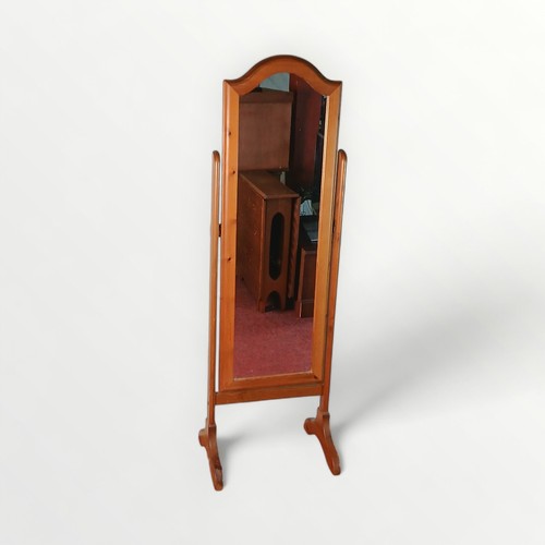 176 - Modern pine framed cheval mirror, 150cm tall.