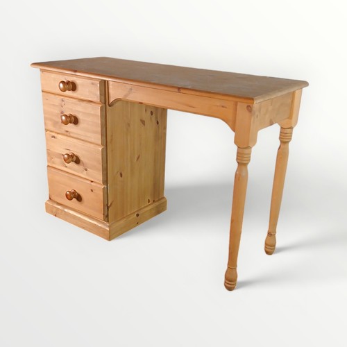 184 - Modern pine desk with a bank of four drawers, 72 x 105 x 44cm.