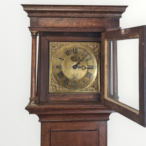 199 - A mid 18th century oak cased 'Quaker' clock byJohn Gilkes of Shipston c.1760, 30 hour movement with ... 