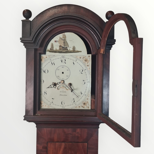 173 - 19th century mahogany longcase clock the painted dial bearing the name 'C Lane Helston', a 28 day mo... 