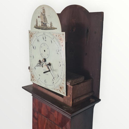 173 - 19th century mahogany longcase clock the painted dial bearing the name 'C Lane Helston', a 28 day mo... 