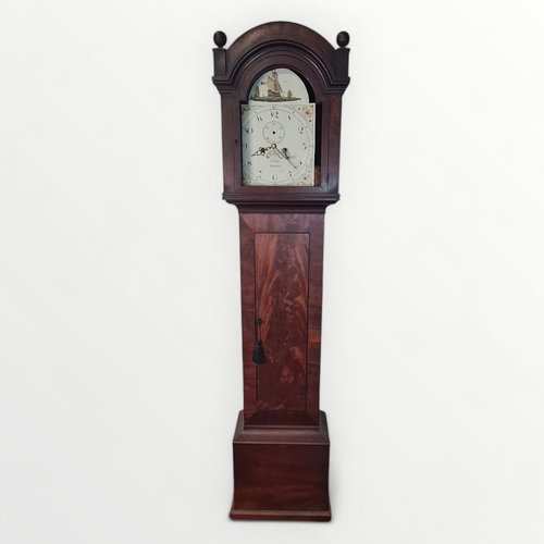 173 - 19th century mahogany longcase clock the painted dial bearing the name 'C Lane Helston', a 28 day mo... 