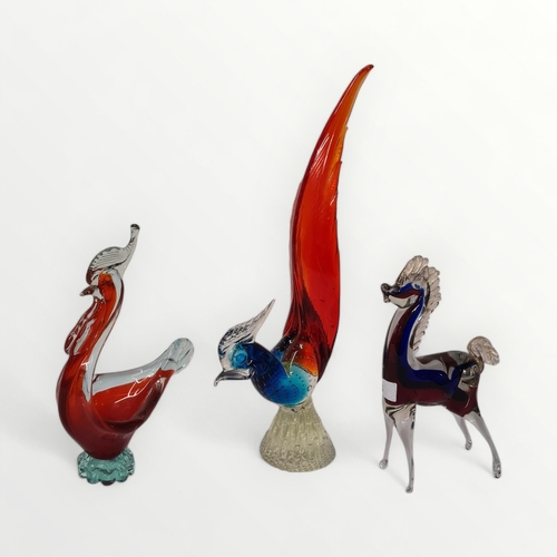 264 - Three 'Murano' glass animals, 42cm tallest. Shipping group (B).