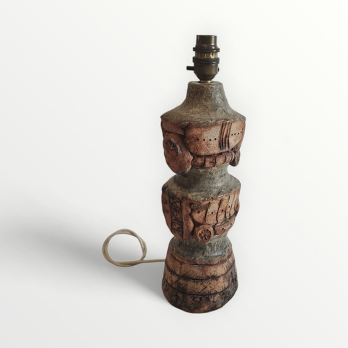 268 - Bernard Rooke, a handmade stoneware 'Totem' table lamp, 30cm high excluding fitting. Shipping group ... 