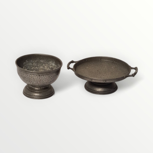 270 - Liberty's of London plain pewter pedestal bowl12.5cm high, together with an unnamed pewter comport. ... 