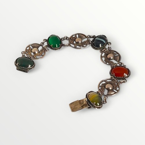 11 - Quality vintage sterling silver and multi gemstone set bracelet. Hallmark for Ward Brothers, Edinbur... 