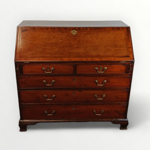 290 - Fine 19th century mahogany bureau having a well fitted interior and typical fall front. Over five dr... 