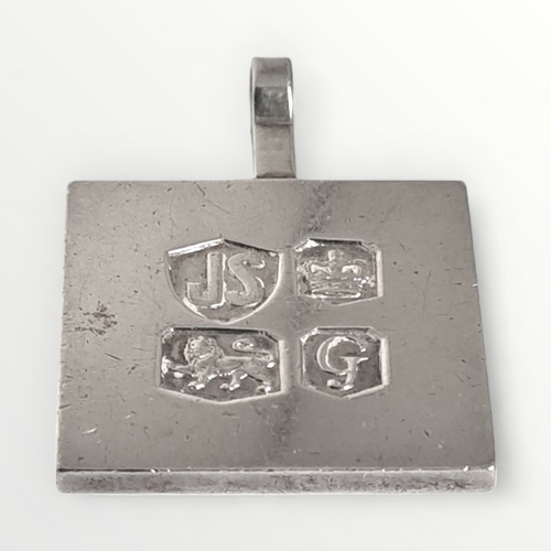 15 - Heavy 925 silver ingot pendant, approx 3cm x 3cm. Shipping group (A).