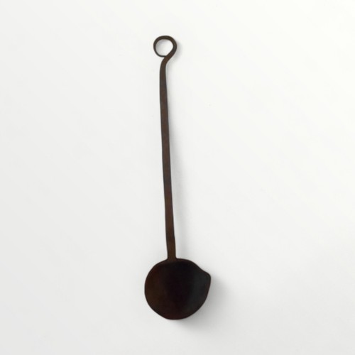 313 - Vintage hand wrought iron ladle, 63cm long.